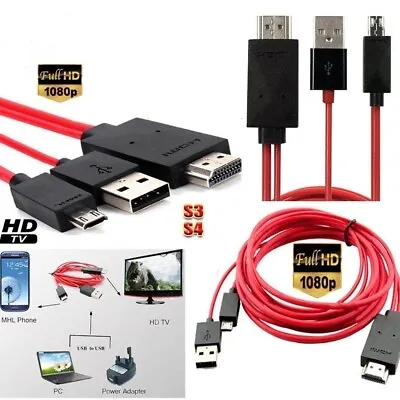 MHL Micro USB MHL To HDMI Cable 1080p Adaptor Samsung S3 S4 S5 And More F&F • £49.99
