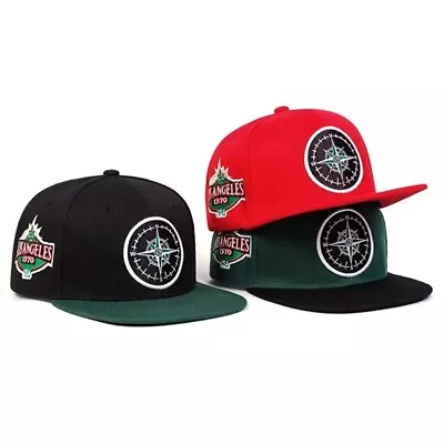 Outdoor Baseball Cap Compass Snapback Flat Peak Hip Hop Classic Hat Los Angeles • £8.95