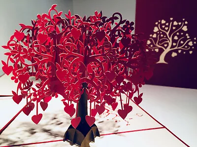 RED Tree Of LOVE Hearts 3D Pop Up Greeting Card Happy Valentine's Day Sweetheart • $29.95