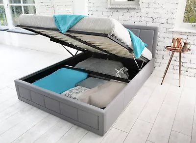 £208.54 • Buy Ottoman Storage Gas Lift 4ft Double & King Size Fabric Bed Orthopaedic Mattress!