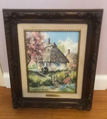 VINTAGE MARTY BELL ARBOR COTTAGE Print Canvas Signed Framed Painting • $150