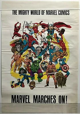 $263.99 • Buy MIGHTY WORLD Of MARVEL COMICS Poster Marvel Comics 1975 John Buscema Sinnott Art