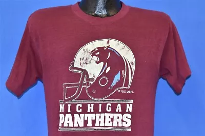 Vintage 80s MICHIGAN PANTHERS USFL HELMET FOOTBALL LOGO MAROON SOFT T-shirt M • $81