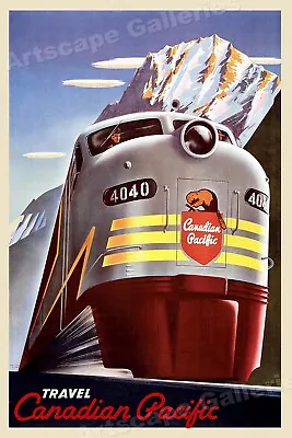 1950 Travel Canadian Pacific Vintage Style Travel By Train Poster - 24x36 • $25.95