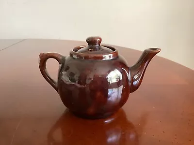 Vintage Brown Betty Style Ceramic Teapot 2 Cup Capacity Unbranded 4” H • $8