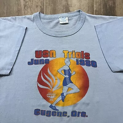 Vintage June 1980 USA Olympic Trials Eugene Oregon Adidas Track T-Shirt • $55