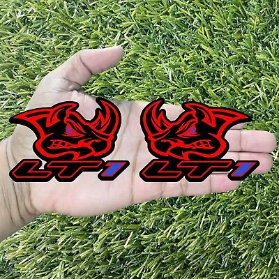 LT1 Rhino Custom Emblem Badges Set Of 2 Red With Blue Eyes Performance ￼Fender • $46.49