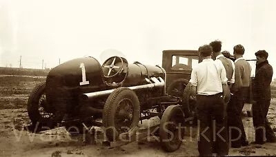 1930s Photo Negative RACE CAR Auto Racing TRAILER Polling Racer Off Muddy TRACK • $9.50