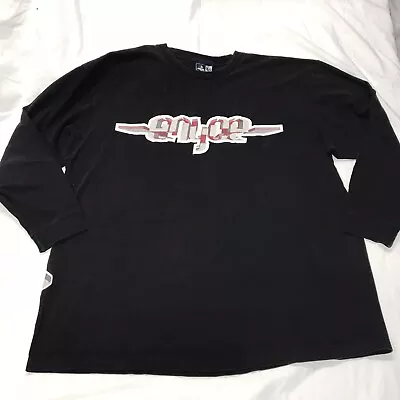 90s VTG ENYCE Hip Hop Logo Y2K Men's Black LS Shirt Size 2XL Spellout Crew Neck • $20