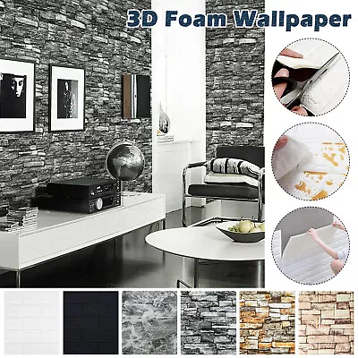 1~50pcs 3D Tile Brick Wall Sticker Self-adhesive Waterproof Foam Panel Wallpaper • $8.54