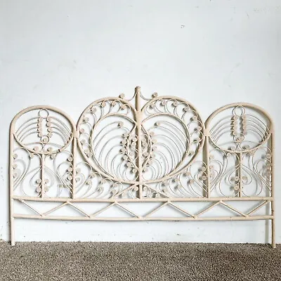 Boho Chic Rattan Rapped Heart King Headboard • $495