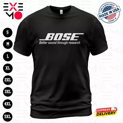 Bose Speaker Audio Logo Men's Black T-Shirt Size S-5XL • $18.99