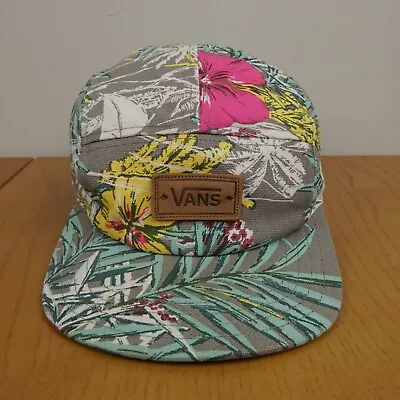 VANS 5 PANEL HAT Cap Strap Back Floral Green Pink Flowers Skateboard Leather • $30