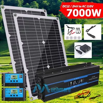Completed Solar Panel Kit With 7000W Power Inverter 110V Off Grid Home RV Boat • $127.71