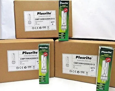 PLUSRITE PREMIUM LONG LIFE METAL HALIDE LAMPS CMP 35w / 70w / 150w 4200k G12 • £6.99