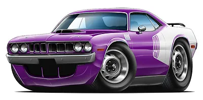 1970-72 Cuda 340 MOPAR Cartoon Car Wall Decal Sticker Graphic Posters • $48.99