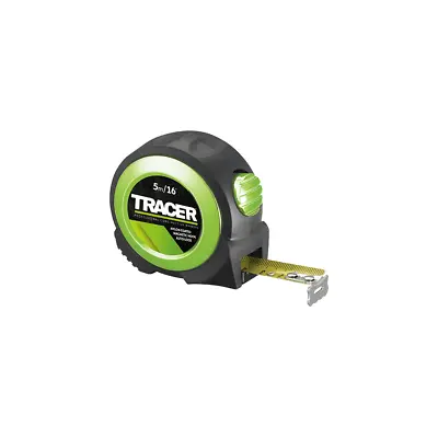 Tracer 5m/16ft Auto-Lock Chrome Green Tape Measure With Nylon Coated Blade ATM5 • £11.95