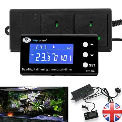 Dimming Reptile Digital Temperature Controller Day & Night LCD Thermostat Timmer • £30.99