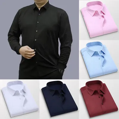 Men Plus Size Blouse Shirt Long Sleeve T-Shirt Tunic Tops Business Casual N • $12.28