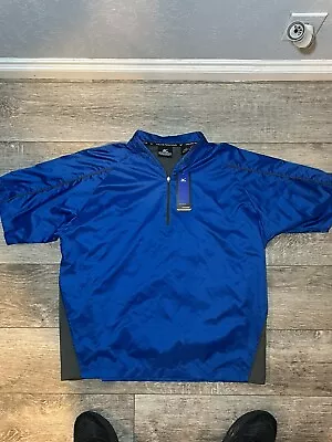 NEW Mizuno Cage Jacket 1/4 Zip Short Sleeve Pullover Royal Blue NWT Mens Size L • $25