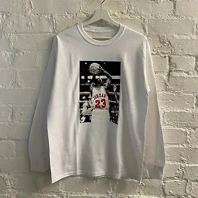Michael Jordan Basketball White Long Sleeve T-shirt AF • £22.99