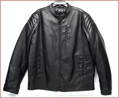 Apt 9 Men's Faux Leather Dress Moto Jacket - Motorcycle Coat BLACK Large 🌟NEW🌟 • $84.95