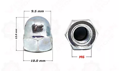 Dome Nuts M6 X 1.0mm Pitch Acorn Blind Cap Nut Bright Zinc Plated • £2.82