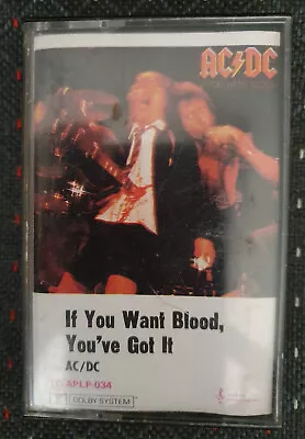 AC/DC 'If You Want Blood You Got It' Album Cassette Tape - 1978 - Worn. • $25