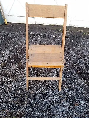 Vtg 1940's Wooden Backward  Folding Chair Slatted Seat 31  High~Redington & Co • $40