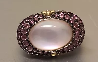 BARBARA BIXBY STERLING & 18K  Pink Tourmaline & QUARTZ  MOP OVAL RING SIZE 7 J24 • $99.99