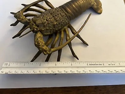 Vintage Mid Century Brass Lobster Paperweight Decor • $23