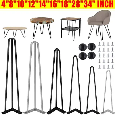 £33.88 • Buy 4-34” Inch Hairpin Table Legs 4PCS Furniture Set Hair Pin Desk Bench Steel Chair