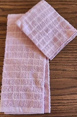 Vintage Kitchen Hand Dish Towel & Dish Cloth Set Mauve Waffle Weave Unused NWOT • $8.99