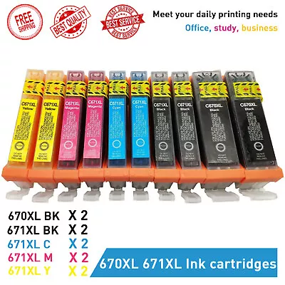 10x Ink Cartridges For Canon PGI670XL CLI671XL PIXMA MG5760 MG5765 MG5766 MG6860 • $22.89