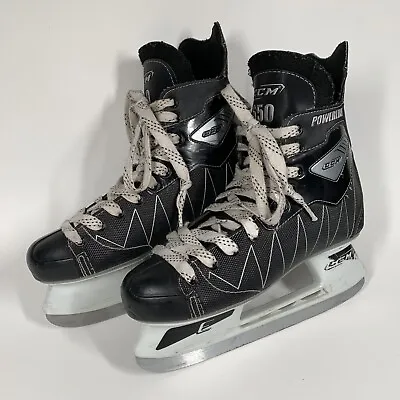 CCM 650 Powerline Ice Hockey Skates Mens Size 9 Black Adult Skates Blade Guards • $35