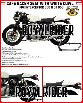  CAFE RACER SEAT WITH WHITE COWL  For Royal Enfield Interceptor 650 & GT 650 • $438.89