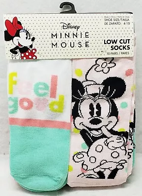 Disney Minnie Mouse Be Happy 10 Pair Low Cut Socks Women's Shoe Size 4-10 • $8.40