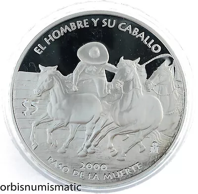 Mexico 5 Peso 2000 Paso De La Muerte Cawboy Silver Rare Proof Ibero America Zg45 • $299