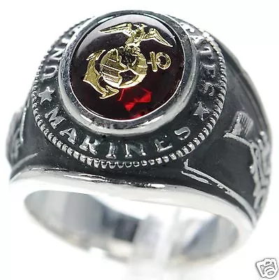 Made In USA Men's US Marine Corps Rhodium Plated Military Ring Size-9' • $29.95