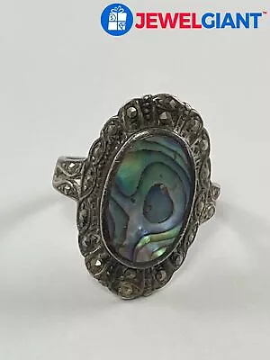 Nd Sterling Silver Abalone Ring Size 7.75 4.5 G #ey790 • $10.50