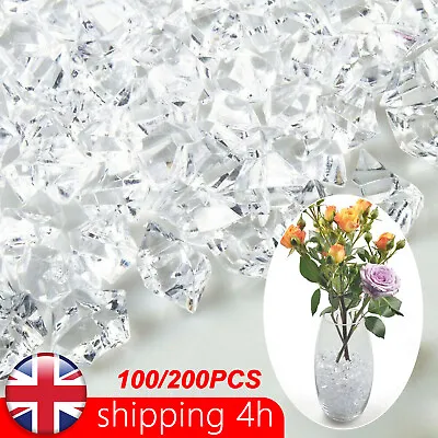 £4.79 • Buy 100/200Pcs Clear Fake Crushed Ice Rocks Diamonds Acrylic  Cubes Vase Fillers