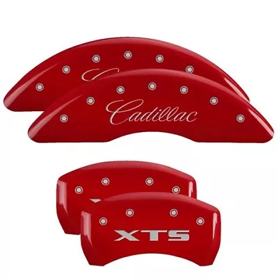 MGP Caliper Covers Set Of 4 Red Finish Silver Cadillac / XTS • $289