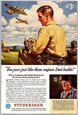 1943 Studebaker Vintage Ad B-17 Flying Fortress Bomber Cyclone Engines War Time • $15