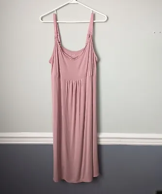 Isabel Maternity Nursing Dress Chemise Pink Medium Night Gown Slinky Drop Cup • $11.95