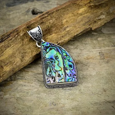 Abalone Shell Gemstone Handmade 925 Sterling Silver Pendant 2.36  V949 • $10.22