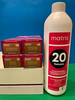 2 Matrix Socolor Permanent Cream Hair Color 3oz  & 20Volume Developer 16oz (1+1) • $6.90