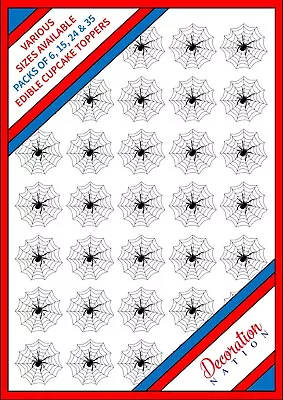 35x Spider Web Edible Cupcake Cake Toppers Wafer Icing 6 15 24 Halloween Spooky • £3.79