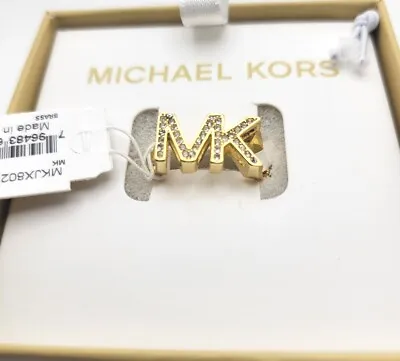 Michael Kors Gold Plated Over Brass Gold Tone MK Logo Ring Size 8 NWT &Box  • $59.99