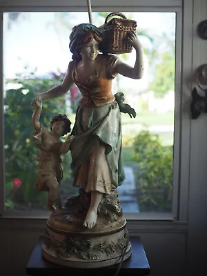 Antique Signed Auguste Moreau Large Lamp Mother With Child • $300