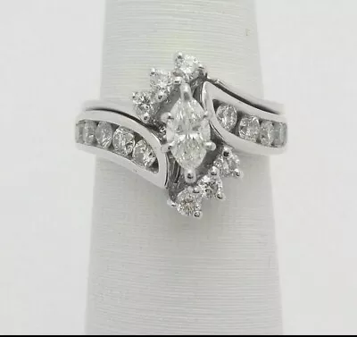 2.34Ct Marquise Diamond Lab-Created Wedding Lady Ring Her Sets In 14k White Gold • $320
